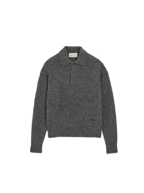 Ami Paris Wool And Alpaca Polo With Ami Embroidery Ami Paris | HPL405.KN0021A189 CARBONGREY